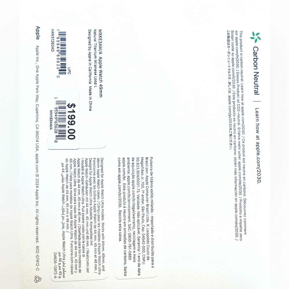 Apple iWatch 49mm NATURAL Titanium Milanese Loop size "L" for UltraII Sealed,NEW - Picture 12 of 14